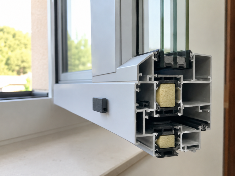 Perfil de ventana de aluminio con rotura de puente térmico